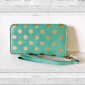 Green & Gold Dot Wallet